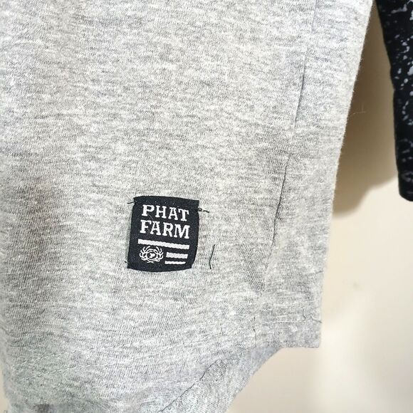 Phat Farm long sleeve paint splatter streetwear Y2K hooded T-shirt Drippin Large - Picture 3 of 7